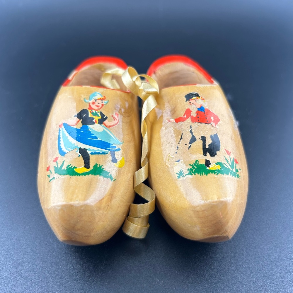 Vintage Dutch Wooden Clog Lot Hand Painted Souvenir Miniature Sabots,Home Decor - Picture 9 of 12